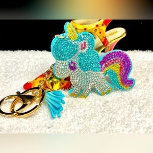 💜beaded bling rhinestone purse key chain -novelty